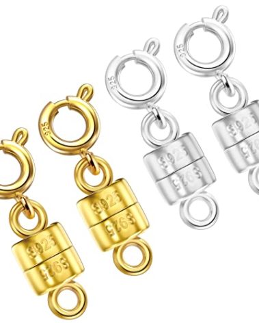 Ofiuny Magnetic Necklace Clasps and Closures 925 Sterling Silver Mini Magnetic Jewelry Clasp Connector for Bracelet Chain Extender(Made in Italy)