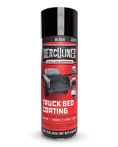 Herculiner Aerosol Spray Truck Bed Liner, 15 Ounce Spray Can, Black, Textured, Suitable For All Truck Beds, 6-7 sq ft Coverage