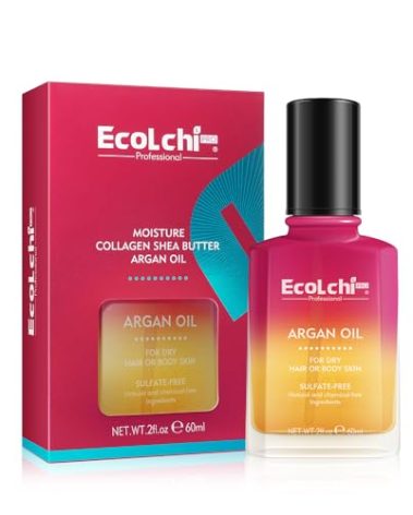 ECOLCHIPRO Ecolchi Argan Hair Oil Hair Serum Cold Pressed Weightless Vitamin E Argan Oil Hair Treatment for Dry Damaged Hair Body Skin 60ml