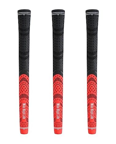 Mile High Life Golf Grips -3 Pack Jumbo Size, Soft Rubber All-Weather Golf Club Grips - High Performance, Traction & Comfort - Red Golf Grip for Men & Women (Set of 3)