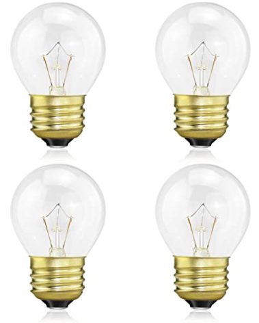 Oven Light Bulb 40 Watt, G45 Clear - High Temp 120V 415 Lumens E26 Standard Base, Appliance Light Bulb for Stove Refrigerator Microwave 4-Pack