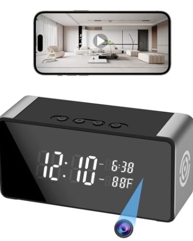 Tccbac 4k WiFi Clock Video Camera - Nanny Cam for Home Indoor Security with Night Vision, Wide-Angle Lens, and Motion Detection