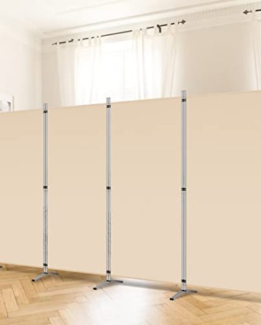 RANTILA 4 Panel Room Divider, 6 Ft Tall Folding Privacy Screen Room Dividers, Freestanding Room Partition Wall Dividers, 136''W x 20''D x 71''H, Beige