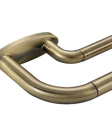Double Curtain Rods Antique Bronze,Room Darkening Drapery Rod for 28-48 Inches,Adjustable 3/4 Inches Front and 5/8 Inches Back Quality Metal Rod for Window,Wrap Around Design