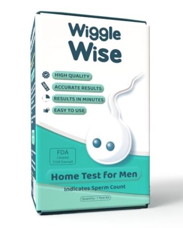 Wiggle Wise Fertility Test Kit for Men – Sperm Count Home Test Kit for Male Fertility – at-Home Semen Analysis Shows Normal or Low Sperm Count – Fast, Private, Easy to Use