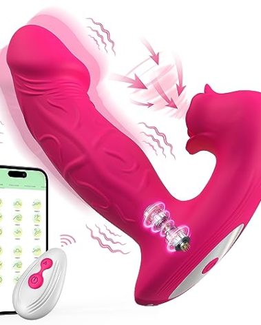 Rose Vibrator Toy for Woman,Sucking Dildo Stimulator with 9 Sucker Vibrators Modes,Remote Control G Spot Nipple Stimulation Sex Toys,Anal Plug for Adult Sex Toy for Woman Female Couples (Rose Red)