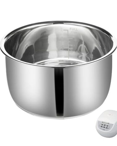 Replacement Rice Cooker 5.5 Cup Inner Pot Compatible with Tiger JBV-A10U Inner Pot, 304 Stainless Steel Inner Bowl, Durable Pots for Multi-Cookers, Easy to Clean and Dishwasher Safe