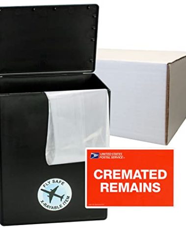 CarrySafe Urn - TSA Approved Fly-Safe and Temporary Travel Cremation Urn Kit for Human Ashes - Airline Friendly - 200 Cubic Inch Capacity - Airline-Ready Black Plastic Urn with Included Travel Box