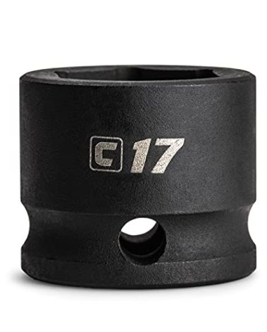 Capri Tools 17 mm Stubby Impact Socket, 3/8 in. Drive, 6 Point, Metric