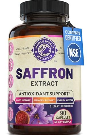 100% Pure Saffron Extract - Supports Weight and Appetite Health, Mood, Focus, Memory, Digestion, Eye, Skin and Brain Health. NSF Certified Saffron Supplements for Women and Men, 45-Day Supply.