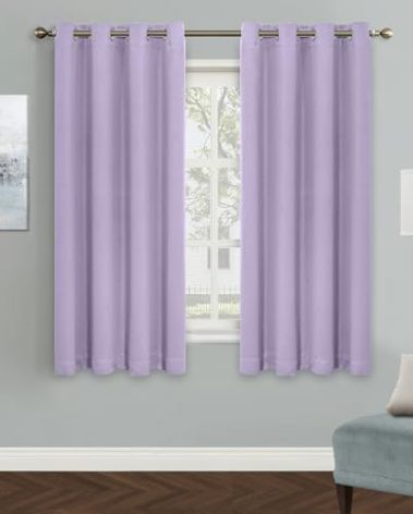 MYSKY HOME Lilac Blackout Curtains for Living Room, 63 Inch Long Grommet Room Darkening Curtain for Bedroom, Amazing Triple Weave Thermal Insulated Curtain, 1 Curtain Panel, 52 x 63 Inch, Lilac