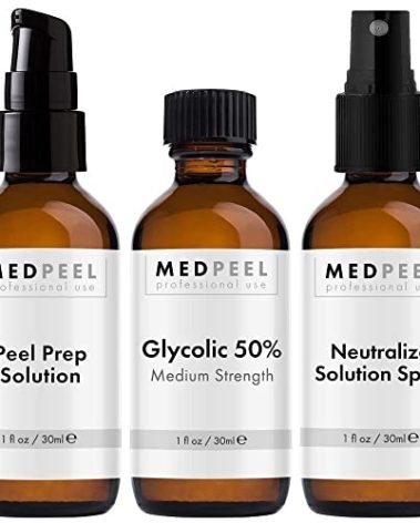 MedPeel Glycolic Acid 50% Essential Peel Kit, Includes Peel, Prep, Neutralizer, Medium Strength Chemical Face Peel, Minimize Fine Lines, Wrinkles, Dark Spots, All Skin Tones, 1oz/30ml (Kit of 3)