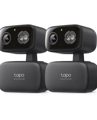 Tapo 2K 3MP Pan/Tilt Indoor/Outdoor Security Camera, Free Person/Baby Cry Detect & Track, 360° Pan, Color Night Vision, SD/Cloud Storage, Works w/Alexa & Google Home, HybridCam 360, Black (2-Pack)