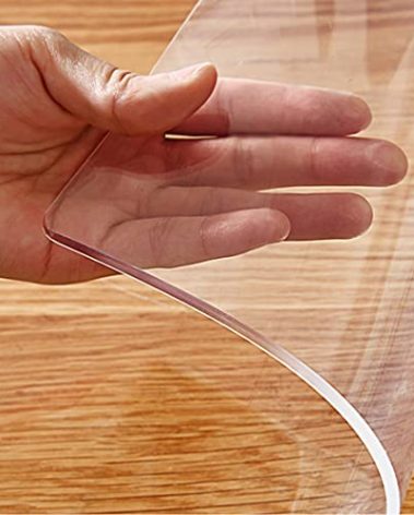 Square Clear Plastic Tablecloth Table Protector Crystal PVC Desk Blotter Mat Cover Waterproof Wipeable Tablecloth Easy Clean Dining Coffee Tabletop Protection Liner Pad 44x44" Anti-scratch Non-slip