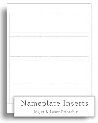 White Printable Nameplate Inserts - 8" x 2" - Blank Perforated Paper Nameplate Inserts for Inkjet & Laser Printers - Heavyweight Cardstock - 4 per Page - 10 Sheets / 40 Blank Inserts
