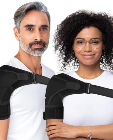 Shoulder Brace for Women & Men | Support for Torn Rotator Cuff & Other Shoulder Injury - Ac Joint, Dislocated, Separated, Frozen Shoulder | Neoprene Compression Wrap | by FIGHTECH (BLK, S-M)