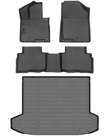 Auxko All Weather Floor Mat & Cargo Mat Fit for 2025 2024 2023 2022 Hyundai Tucson Hybrid(Not PHEV) TPE Liner Tucson Accessory Set All Season Odorless Anti-Slip Floor Liner