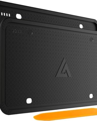 Aujen Silicone License Plate Frames Black, 2 Pack Car License Plate Frame, Universal US Black License Plate Holders Brackets Rust-Proof, Weather & Rattle-Proof, Car Accessories
