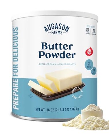 Augason Farms Butter Powder Can - Gluten Free Salted Butter for Cooking, Baking & Everyday Use - Long Term Emergency Food Supply - Shelf Stable dehydrated food - 510 Servings