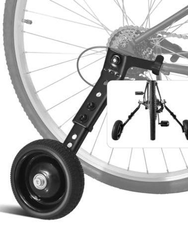 HUASION Adjustable Bicycle Training Wheels for Adults, Fit 24" to 28" Bikes, Steel Construction, Black, 1 Pair - Safe and Stable Learning Training Wheels