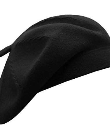 French Beret Hat,Reversible Solid Color Cashmere Beret Cap for Womens Girls Lady Adults (Black1)