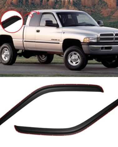 in-Channel Window Visor for 1994-2001 Dodge Ram 1500, 1994-2002 Dodge Ram 2500/3500 Pickup (Excludes Towing Mirror), Rain Guards Shields Vent Deflector Shade Wind Dark Smoke, 2PCS