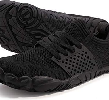 WHITIN Men's Trail Running Shoes Minimalist Barefoot Five Fingers Wide Toe Box Size 13.5 Gym Workout Fitness Zero Drop Weightlifting Training Black 47