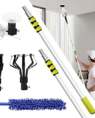 Thmxit Upgarded 28FT Light Bulb Changer for High Ceilings, 5-20FT Extender Light Bulb Changer Pole with Baskets and Suction Cup for Recessed Lights