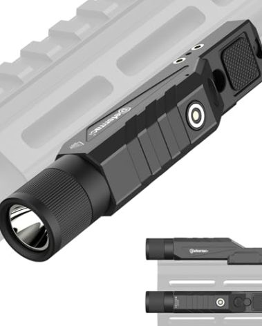 DEFENTAC 1750lm Zoomable Tactical Flashlight is Compatible with MLok/Picatinny Rail for Rifle, Weapon Light with with Momentary and Strobe, Magnetic Rechargeable