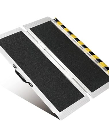 3FT Portable Wheelchair Ramp, Non-Slip Aluminum Folding Handicap Ramp, 800 LBS Capacity Door Threshold Ramps for Home Steps, Scooter Ramp for Car, Doorways, Curbs, Stairs, Cart, Wheel Chair Steps