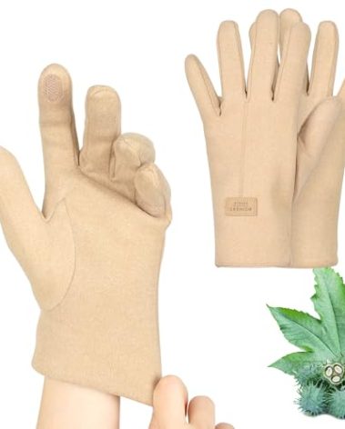 2 Pcs Castor Oil Pack Wrap for Hands, Organic Castor Oil Wrap Castor Oil Gloves for Wrist Arthritis and Carpal Tunnel Khaki(Oil are Not Include)