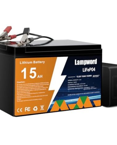 Lampword Lithium 12V 15Ah LiFePO4 Battery 4000+ Deep Cycle Rechargeable Batteries with Charger for Trolling Motor/Golf Cart/Solar and Wind Power,UPS/RV Battery,Lighting,Fish Finder