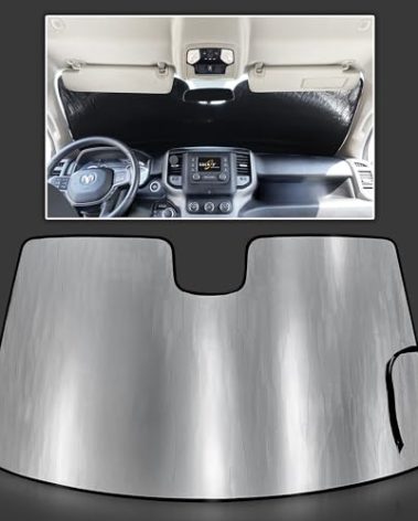 Custom Fit Windshield Sun Shade for 2010 2011 2012 2013 2014 2015 2016 2017 2018 2019 2020 2021 2022 2023 2024 2025 Dodge RAM 2500 3500, 2Dr 4Dr, Insulated Privacy Blockout UV Reflector Protection