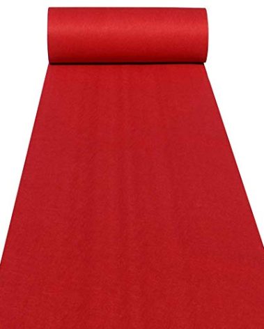 Aisle Runners Wedding Accessories 2mm Red Aisle Runner Carpet Rugs for Step and Repeat Display, Ceremony Parties and Events Indoor or Outdoor Decoration 24 Inch Wide x 15 feet Long