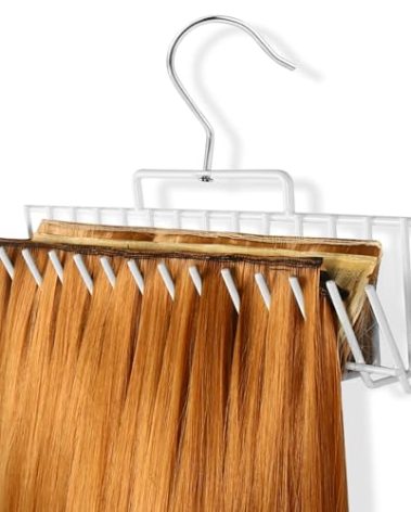 Hair Extension Holder, Hair Hanger Holds Extra Wide Weft, Full Length Weft, Braiding Hair, Hair Rack Holds Multi-Layer Hair for Styling, Washing, Drying, Extension Holder for Barber Shop/Home, White