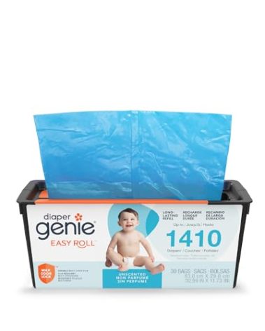 Diaper Genie Easy Roll Refill | 30 Bags Per Refill | Holds Up to 1410 Newborn Diapers | Odor Control | Diaper Pail Refill Bags | Fits Diaper Genie Signature & Platinum Pails