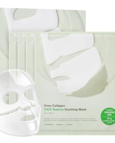 SUNGBOON EDITOR Deep Collagen CICA Tea tree Overnight Mask 37gx4ea | Real Collagen Face Mask with Tea tree & Centella | Acne Face Mask for Calming & Soothing | Korean Skin Care