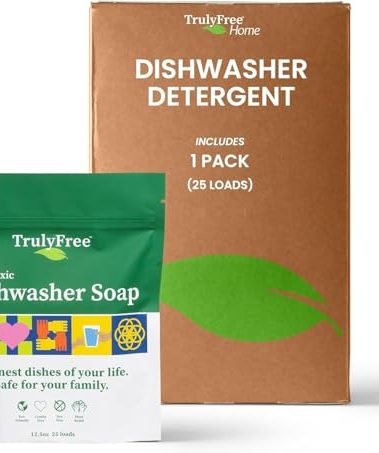 Truly Free Automatic Dishwasher Detergent Powder - Concentrated Dishwashing Detergent, Dish Soap, Hard Water Stain Remover, Kitchen Cleaning Supplies, No Harmful Ingredients - 12.5 oz (Pack of 1)