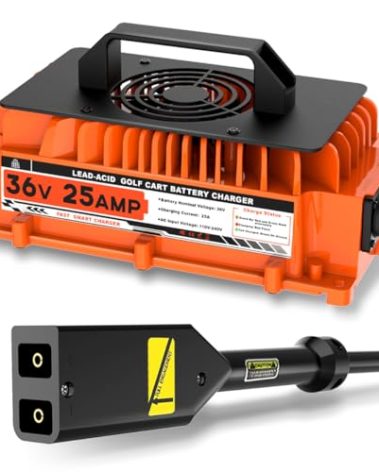 25 AMP 36 Volt Golf Cart Battery Charger for EZGO TXT 36V Golf Cart Charger with 2-Pin D Style Plug 1250W Lead-Acid Battery Charger