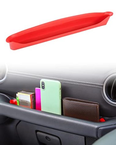 JWWY for Jeep JL JT GrabTray Passenger Storage Tray Organizer Grab Handle Box for 2018-2023 Jeep Wrangler JL JLU 2/4 Door Gladiator JT Interior Accessories Red