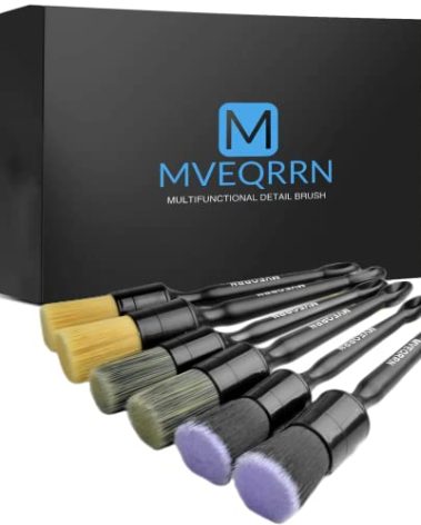 MVEQRRN 6pcs Car Detailing Brush Set-2pcs Boars Hair Car Detailing Brushes,2pcs Ultra Soft No Scratch Detailing Brush for Air Vent,Leather Seat 2pcs Detail Brushes car Detailing for Interior Exterior