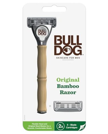 Bulldog Mens Skincare and Grooming Original Bamboo Razors for Men with a Natural Bamboo Razor Handle and 2 Razor Refills