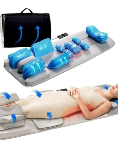 HMMSYLVA Full Body Massage Mat with Heat and Stretching, Back & Waist Heat,Massager Mattress for Relaxation & Relief Stress, 4 Modes 3 Intensities, Quiet & Foldable for Daily Relax