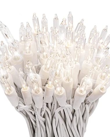 612 Vermont 100 Clear Christmas Twinkle Lights on White Wire, 12 of 100 Lights Twinkle, Indoor and Outdoor Use, Connect up to 4 Sets End to End, Lighted Length 20.6’, Total Length 21.8’