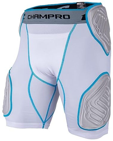 CHAMPRO Bull Rush 5-Pad Girdle WHITE , GREY INSET, Adult Medium