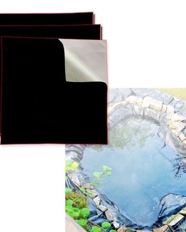 YIYIREA 7.5 x 7.5 Inches Pond Liner Repair Patch 3PCS Self-Adhesive Liner Repair Patch Kit Square Rubber Pond Liner Seam for HDPE/EPDM Pond Liner Garden Pond Patch Cover Repair