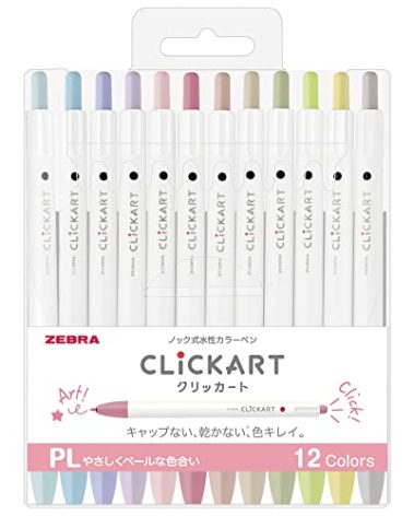 Zebra WYSS22-12CPL Clickart Water-Based Pen, PL12 Color Set