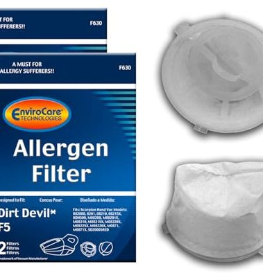 Envirocare Premium Replacement Vacuum Cleaner Filters made to fit Dirt Devil F5. Dirt Devil Scorpion Hand Vacs Models 08200, 8201, 08210, 08215x 4 Filters