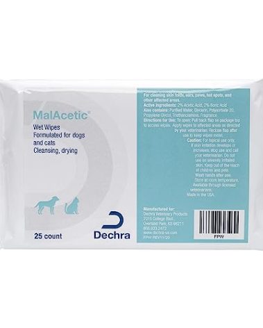 MalAcetic Wet Wipes for Dogs and Cats, 25 ct
