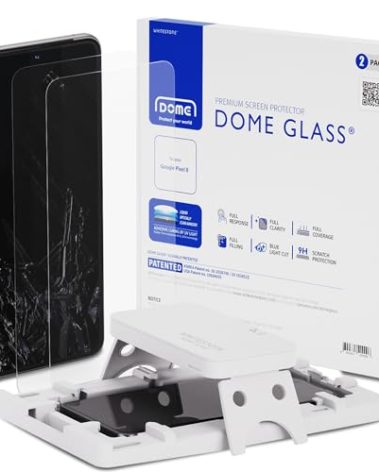 Whitestone DOME GLASS [Perfect Full Coverage] Tempered Glass Screen Protector for Google Pixel 8 with UV lamp [2Pack]